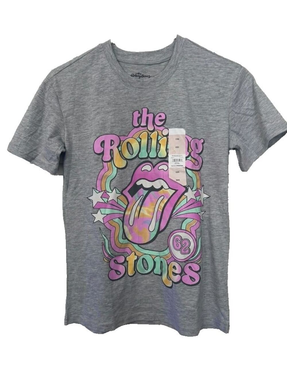 The Rolling Stones Shirt Women XXS Extra Extra Small Gray Short Sleeve Band New